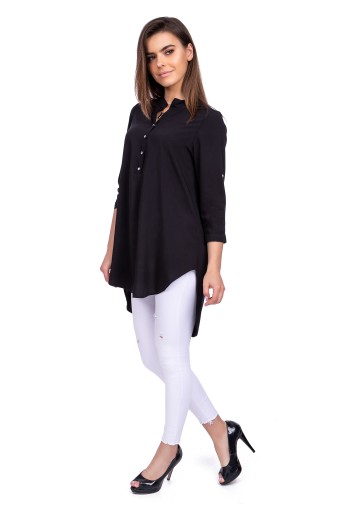 Luźna elegancka TUNIKA OVERSIZE czarna roz - 46