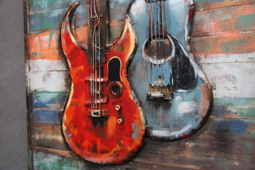 OBRAZ Gitary 3D Drewno Metal Trójwymiarowy Gitara