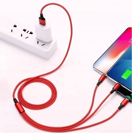 USB-КАБЕЛЬ ДЛЯ ЗАРЯДКИ 3 в 1, ТРИ КОНЦА, 1,2 М