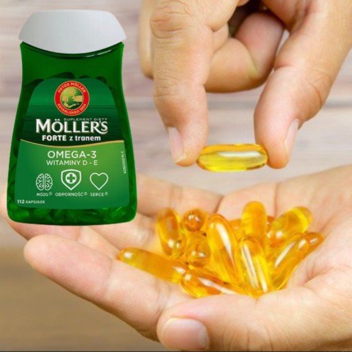 Moller's FORTE Рыбий жир Витамин D3 E Омега-3 кислоты, 112 капсул