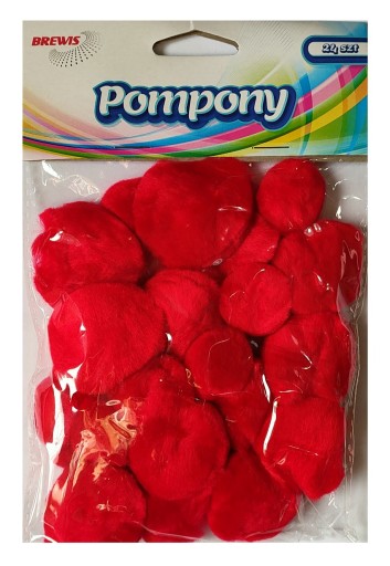Zestaw OZDOBNYCH POMPONÓW Dekoracyjne POMPONIKI Puszyste Czerwone Brewis