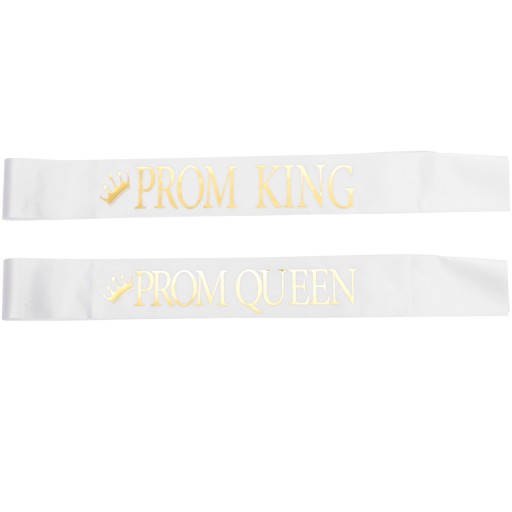 Бронзирующие ленты для костюмов Prom Queen Sash Care белого цвета