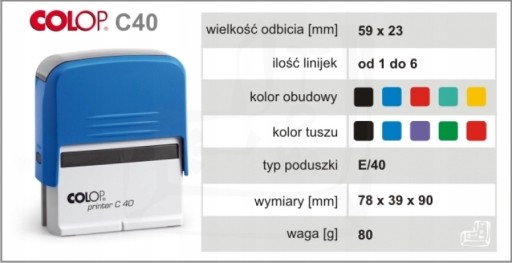 COLOP Printer C 40 штамп 58 x 22 мм РЕЗИНОВЫЙ ЛАСТИК
