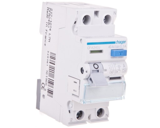 ВЫКЛЮЧАТЕЛЬ остаточного тока HAGER 40A 2P A CFA240J