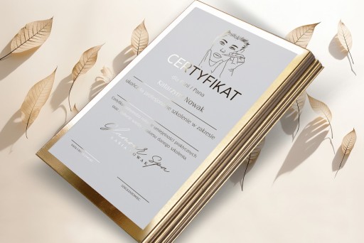 CERTYFIKAT SZKOLENIOWY ZŁOTY DYPLOM CERTYFIKATY BEAUTY A4 PAKIET 6 szt