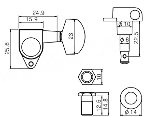 Klucze do gitary VPARTS VG-101 (CR, 3+3)
