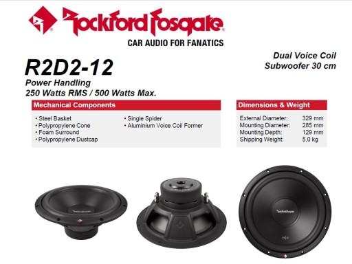 Rockford Fosgate R2D2-12 - Сабвуфер 30см 250/500Вт