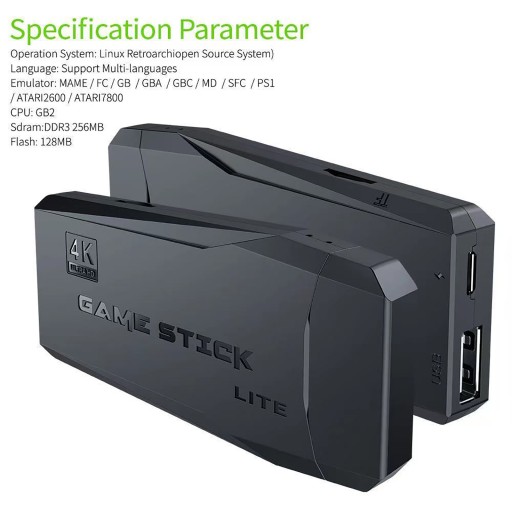 Game Stick Lite 4K Game Stick Lite M8 64 ГБ Беспроводной игровой контроллер PSP с двумя ручками