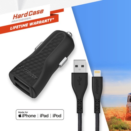 Ładowarka samochodowa 2x USB-A 17W 3.4A + Kabel Lightning certyfikat MFi