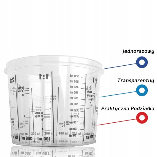 Kubek Lakierniczy z Podziałką do Mieszania Lakieru 750ml RANAL