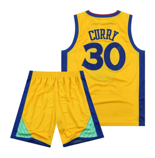 dziecko Warriors Curry City Żółty Haftowany Dres Z Koszykówki
