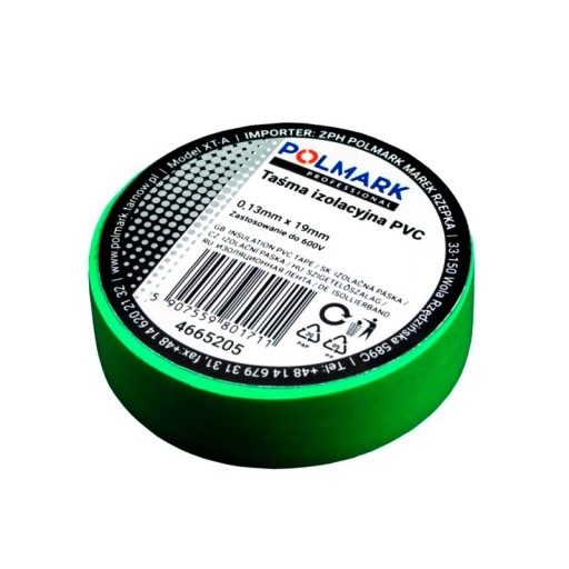 Taśma elektroizolacyjna mała Polmark 15 mm x 10 m zielona