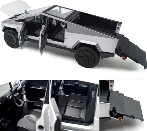 МОДЕЛЬ АВТОМОБИЛЯ TESLA CYBERTRUCK 1:24 ИЗ АЛЮМИНИЕВОГО СПЛАВА С ФАРАМИ И ДВЕРЯМИ