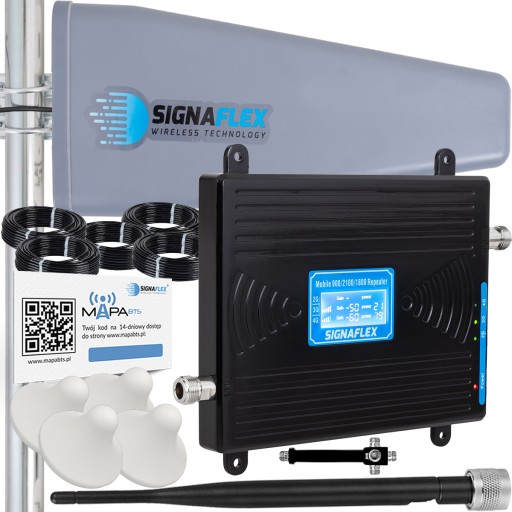 КОМПЛЕКТ УСИЛИТЕЛЯ СИГНАЛА GSM-ИНТЕРНЕТ-ТЕЛЕФОНА 3G 4G LTE + АНТЕННЫ 15 м