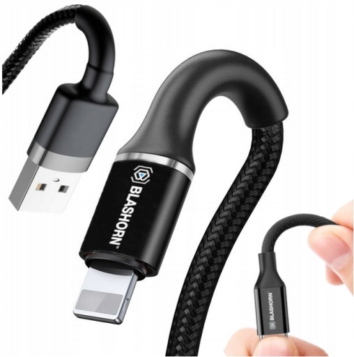 KABEL ŁADOWARKA ŁADOWANIA TELEFONU DO IPHONE APPLE WZMOCNIONY KRÓTKI 1.2M