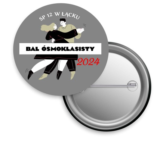 BUTTON personalizowany BAL ÓSMOKLASISTY PRZYPINKA 2024