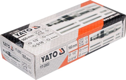 ОТВЕРТКА YATO УДАРНАЯ МЕТАЛЛИЧЕСКАЯ, СМЕННЫЕ НАКОНЕЧНИКИ + 6 БИТ, КОРПУС YT-2802