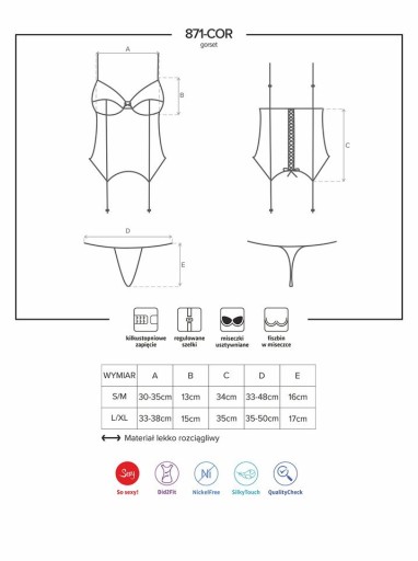 Белый корсет и стринги - Obsessive 871-COR-2 L/XL