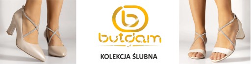 Czółenka na słupku z ozdobnym warkoczem brokatowym srebrny BUTDAM 41