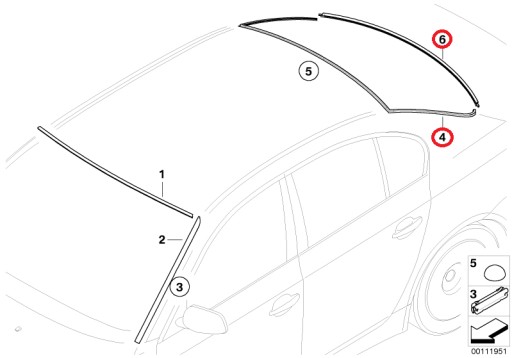 OE BMW 3 E90 ПРОКЛАДКА ЗАДНЕГО СТЕКЛА ЗАДНЯЯ ВЕРХНЯЯ + НИЖНЯЯ