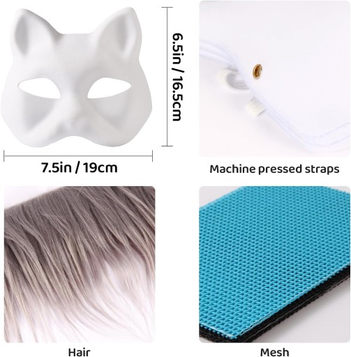 Маска кота с мехом и сеткой для глаз, 3 шт. Therian Masks Маски.