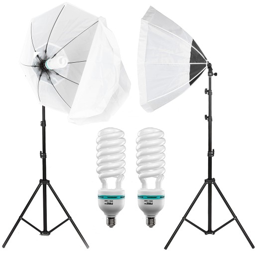 2x Lampa studyjna softbox PÓŁKULISTY żarówka 170W
