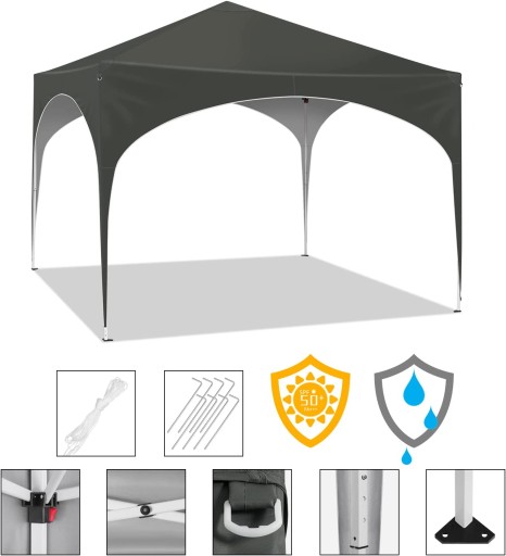 САДОВЫЙ ПАВИЛЬОН UV 50 Pop-Up PE серый 3x3x2,5