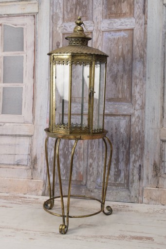 Lampion Latarnia Stojąca na Nogach na Świece - Vintage , Glamour - Lampa