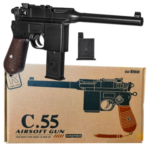 Металлический шариковый пистолет MAUSER C96 ASG, копия 100% металл + 2 диска