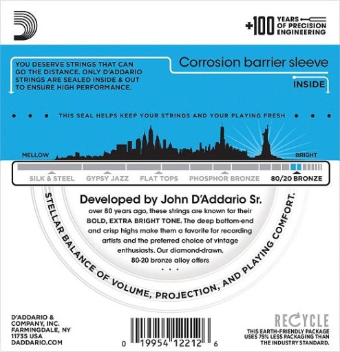 Струны для акустической гитары D'Addario EJ11 12-53