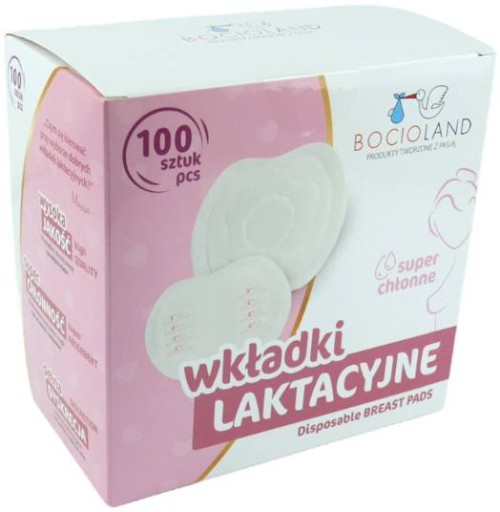 WKŁADKI LAKTACYJNE BOCIOLAND 100 sztuk JEDNORAZOWE BOC0156 BIAŁE CHŁONNE