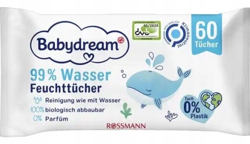 ВЛАЖНЫЕ САЛФЕТКИ BABYDREAM 99% ВОДЯНЫЕ САЛФЕТКИ 3x180=540 шт.