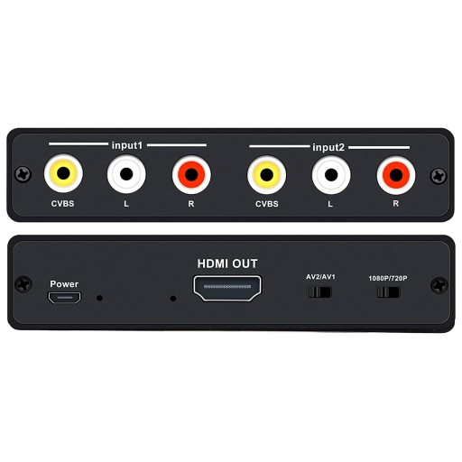 Konwerter Adapter Switch z 2x AV RCA CVBS do HDMI