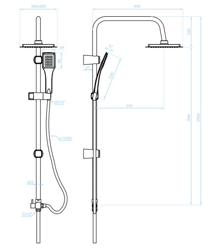 Кубический тропический душ SLIM + смеситель для ванны GROHE