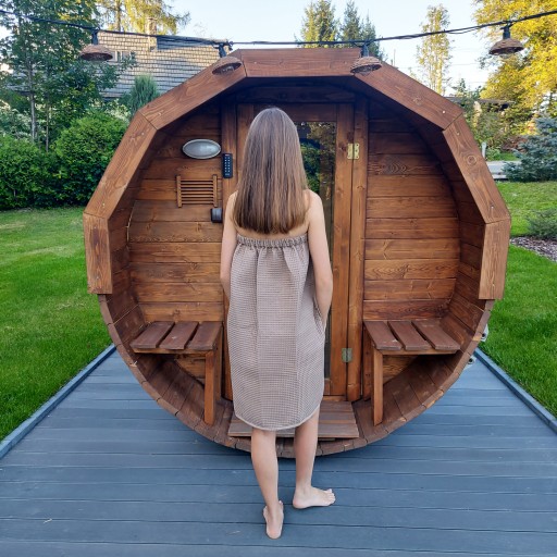 Zestaw Pareo + Ręcznik do Sauny Spa na Basen Wafel Bawełna 100% Taupe L