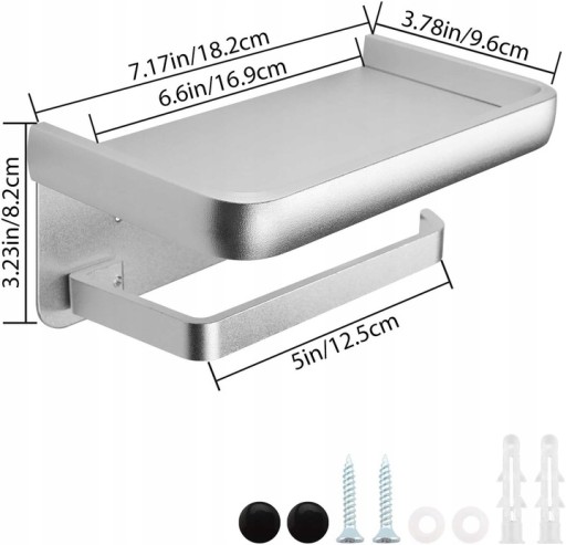ДЕРЖАТЕЛЬ ДЛЯ ТУАЛЕТНОЙ БУМАГИ серебро 18,3x12,5x9см