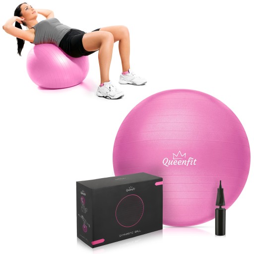 ГИМНАСТИЧЕСКИЙ МЯЧ ДЛЯ ФИТНЕС-УПРАЖНЕНИЙ С НАСОСОМ 65СМ QUEENFIT