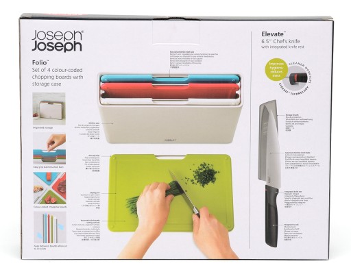 Zestaw 4 desek Joseph Joseph Folio + nóż szefa