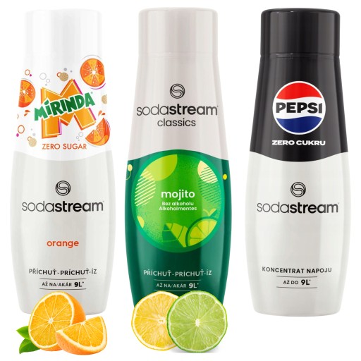 SODA STREAM MIRINDA ZERO + PEPSI MAX BEZ CUKRU + MOJITO Koncentrat Syrop