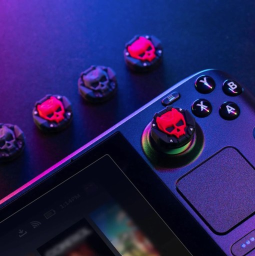 NAKŁADKI GUMKI SILIKONOWE SKULL 4-PACK DO STEAM DECK BIAŁO-CZERWONE - 4 szt