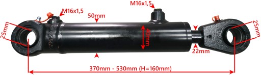 SIŁOWNIK HYDRAULICZNY CJ2F 40x22x160 U25 L=370