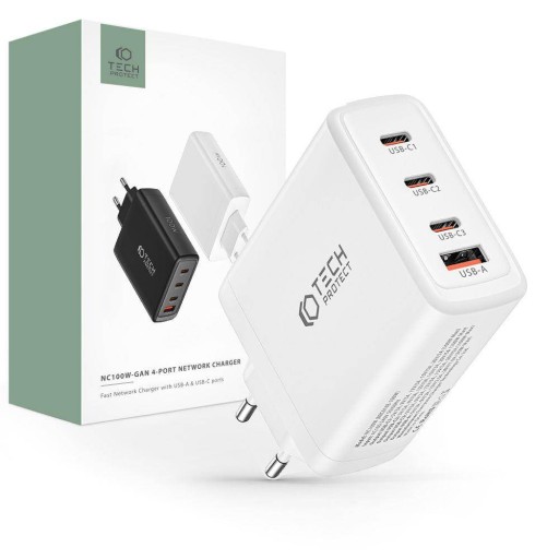 БЫСТРОЕ ЗАРЯДНОЕ УСТРОЙСТВО GaN USB + 3xUSB-C PD 100 Вт QC 3.0