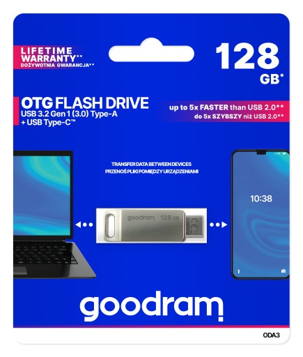 Флеш-накопитель GOODRAM 128 ГБ ODA3 USB 3.2 Dual Drive