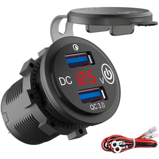 ЗАРЯДНОЕ УСТРОЙСТВО БЛОК ПИТАНИЯ 2x USB QC3.0 ВОЛЬТМЕТР 3А 24В
