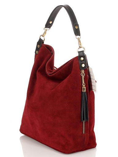 VERA PELLE Итальянская замшевая сумка BAG бордового цвета из натуральной кожи ZJ15