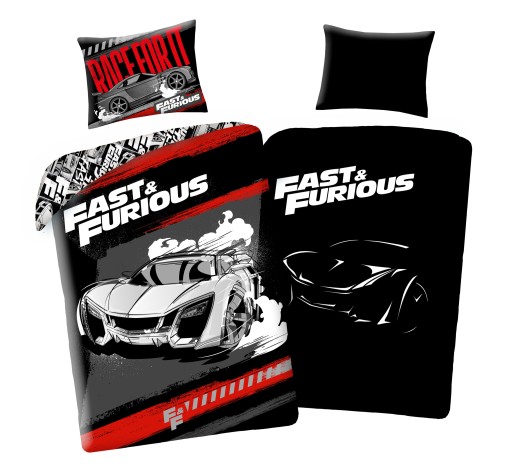 Pościel dziecięca Fast and Furious 140 x 200 Halantex 100% bawełna święcąca