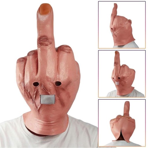 Маска на средний палец «Fuck you» Забавный реквизит Головной убор на средний палец на Хэллоуин
