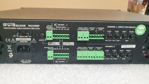 BIAMP PA2240BP 2-канальный усилитель 2х240Вт/100В