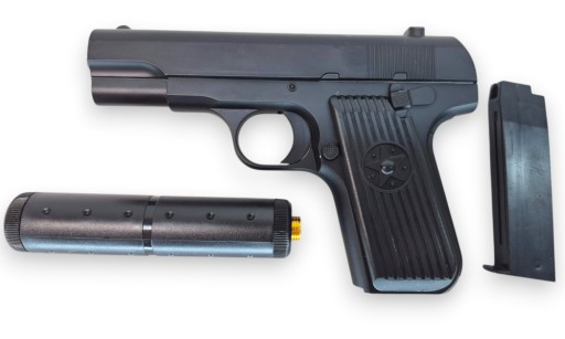 TOKAREV TT REPLIKA BRONI ASG Pistolet METALOWY NA Kulki Z TŁUMIKIEM tarcze