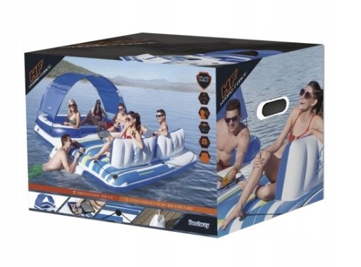 Большой плавающий надувной матрас Water Island с крышей Bestway 43105 389x274см